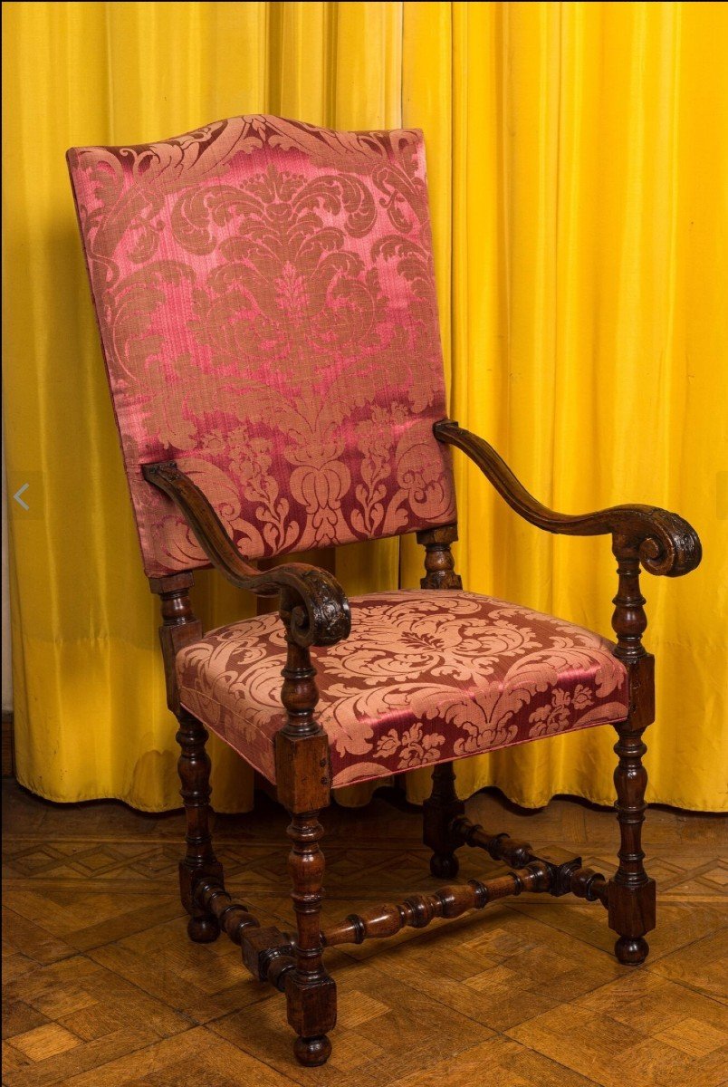 A Wooden Armchair With Red Velvet Lining, 18th C.