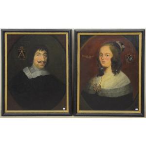 Portrait De Jacques Ruzette Et Catherine Le Couvreur 17ème 