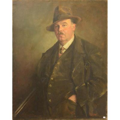 Portrait De Chasseur Hst Signé Max Moreau 1928 