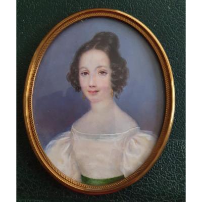 Miniature Of Lady Of Quality On Ivory 1833 Signed Cf