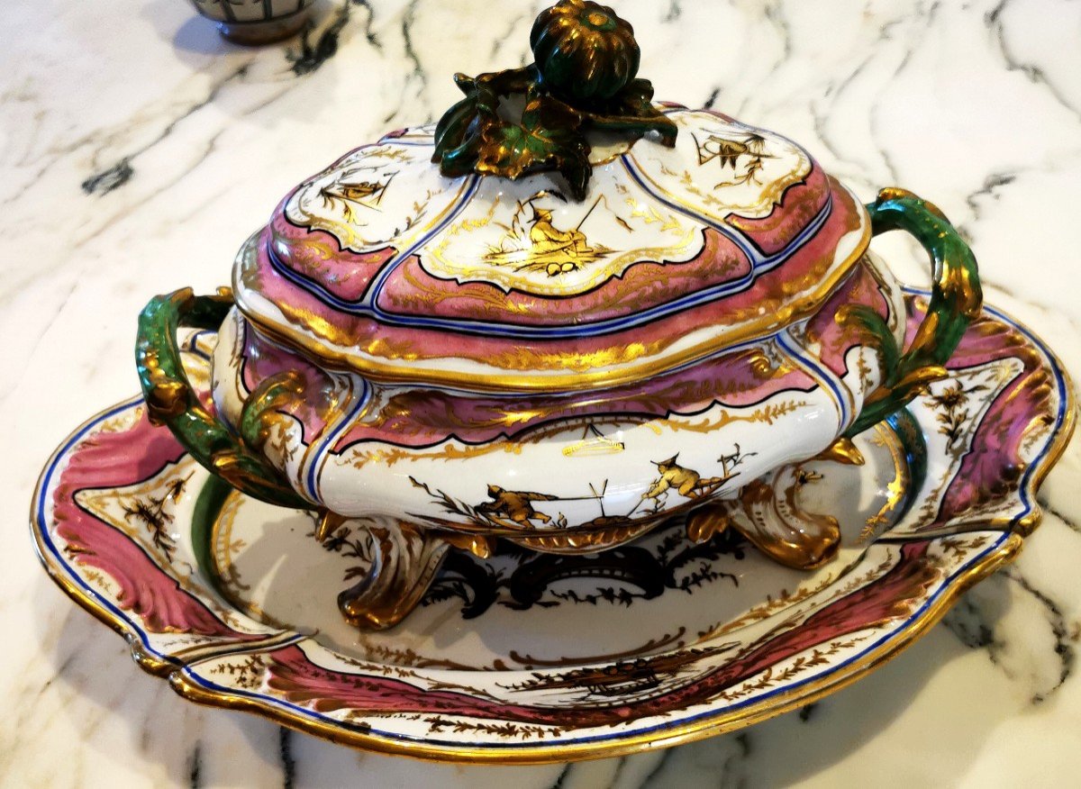 Grande Soupière En Porcelaine Polychrome-photo-2