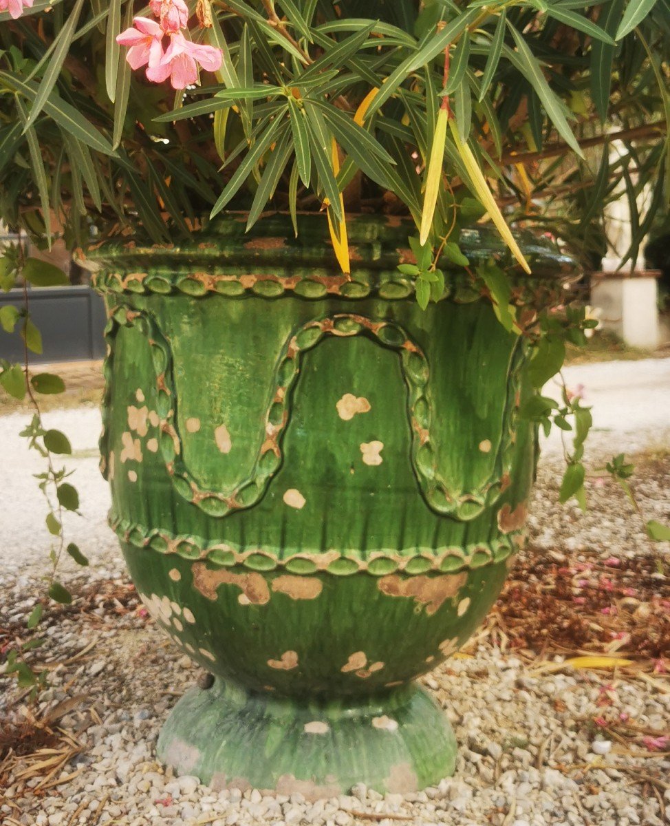 Paire De Grands Vases Terre Cuite Vernissée-photo-4