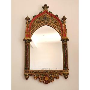 19th Century Mirror In Its Gothic Frame