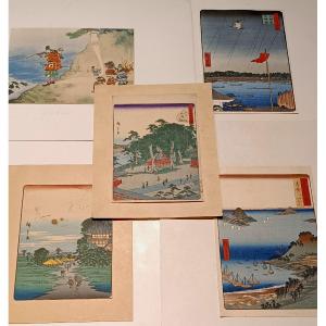 Beautiful Set Of Five Prints After Utagawa Hiroschide 