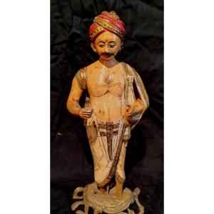 Figurine Indienne Bois Sculpté