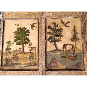 Pair Of 18th Century Arte Povera Wood Panels