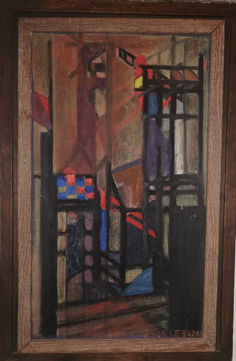 Tableau cubiste huile sur toile daté 1951.