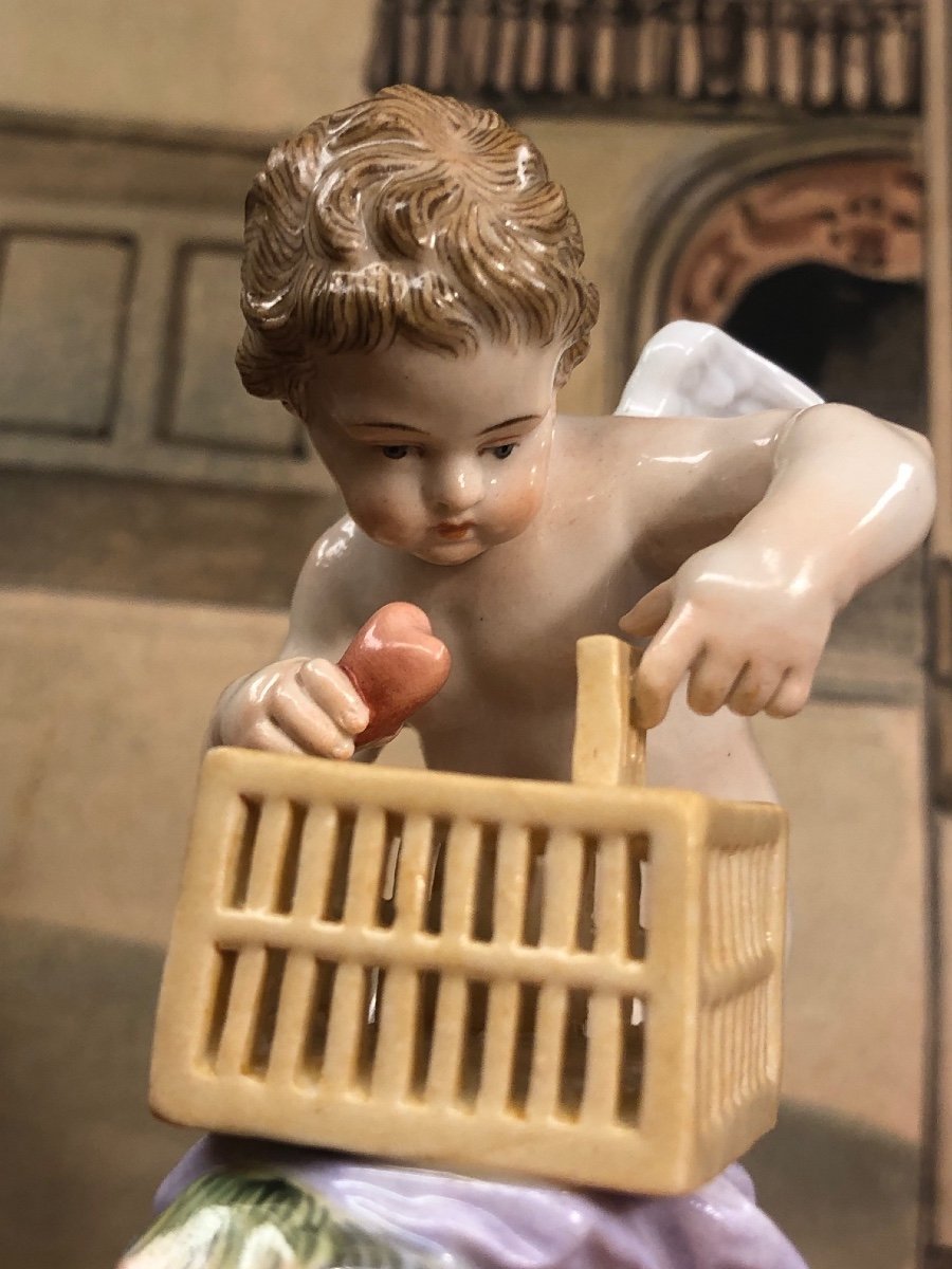 Cupid "je Le Captive" Meissen Porcelain-photo-2