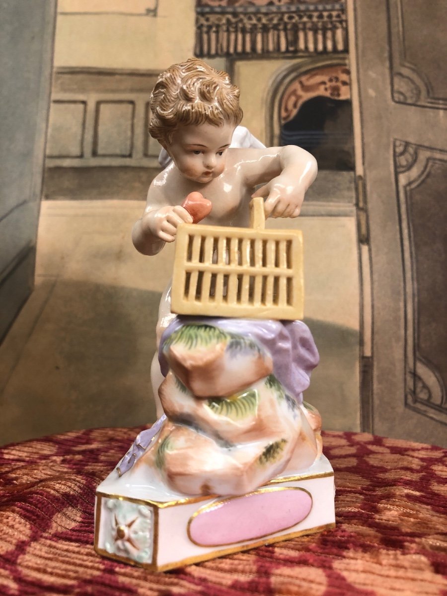 Cupid "je Le Captive" Meissen Porcelain