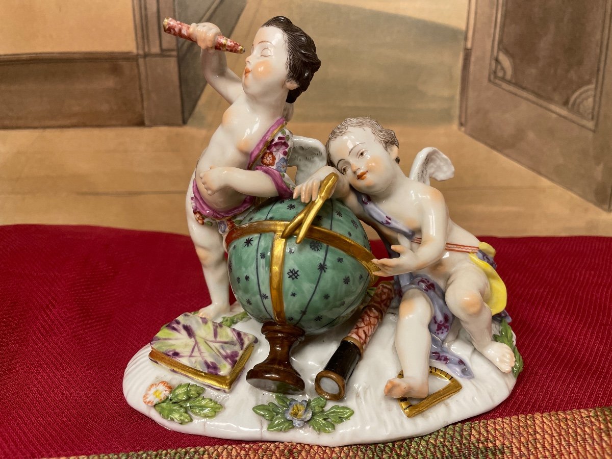 Pair Of Putti Porcelain Scenes "the Arts" And "the Sciences" Attributed To Samson-photo-7