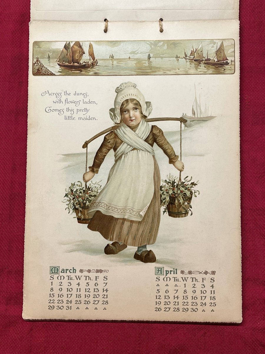 Rare 1908 "little Hollanders" Calendar By Ernest Nister And Ep Dutton & Co.-photo-2