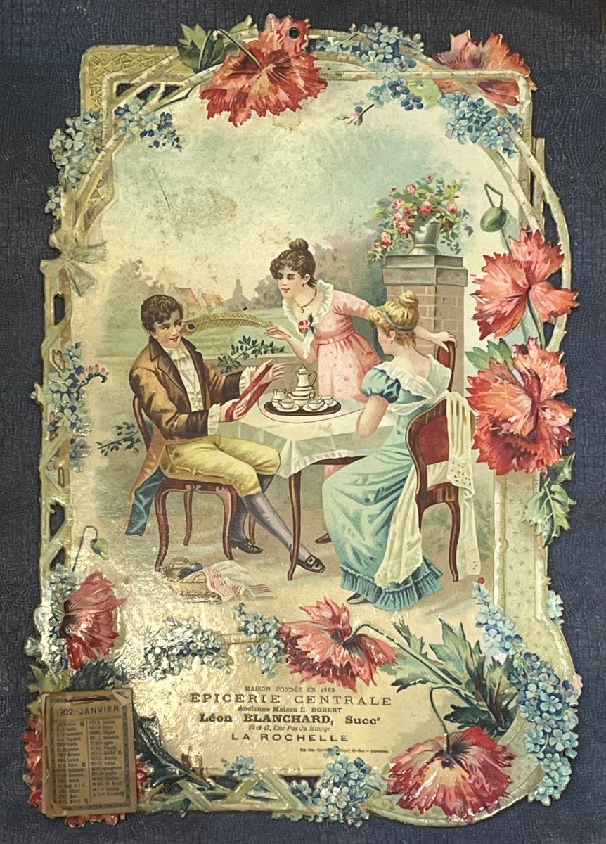  Paire De Chromolithographies Françaises Anciennes Pour La Compagnie Léon Blanchard-photo-2