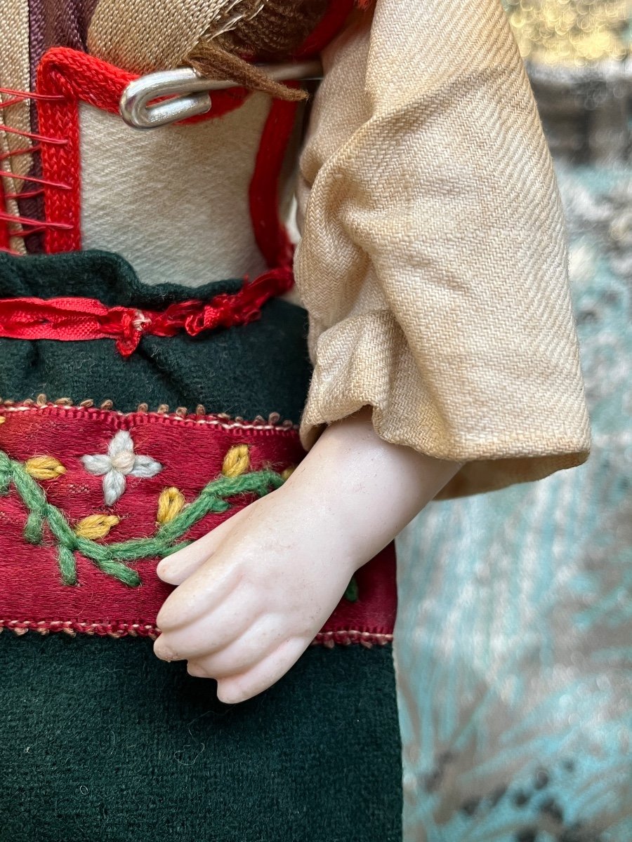 Antique German Bisque Head Doll By Simon & Halbig In Folk Costume-photo-4