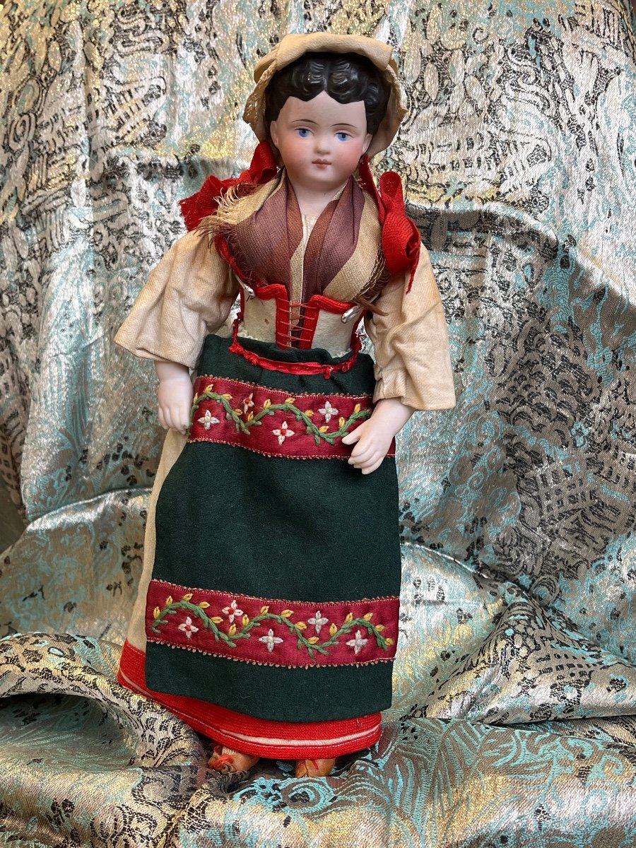 Antique German Bisque Head Doll By Simon & Halbig In Folk Costume