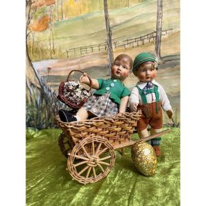 Charming Couple Of Stuffed Canvas Dolls By Bing