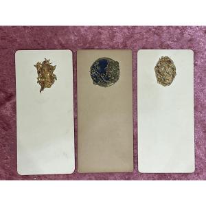 Set Of 3 Antique French Art Nouveau Menus