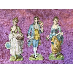 Trio Of Victorian Chromos Depicting 2 Young Girls And A Boy