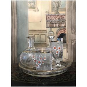 Rare Ensemble De Table St Louis Miniature 4 Pièces En Verre émaillé 