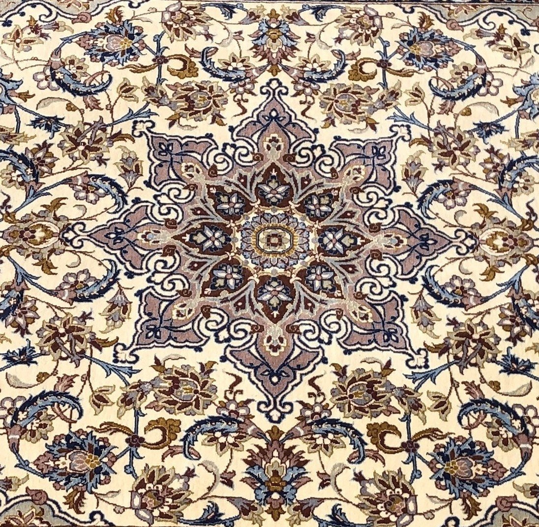 Tapis d'Orient Ispahan Persan : 1.08  X 1.66 M - Laine Kork et Soie-photo-2