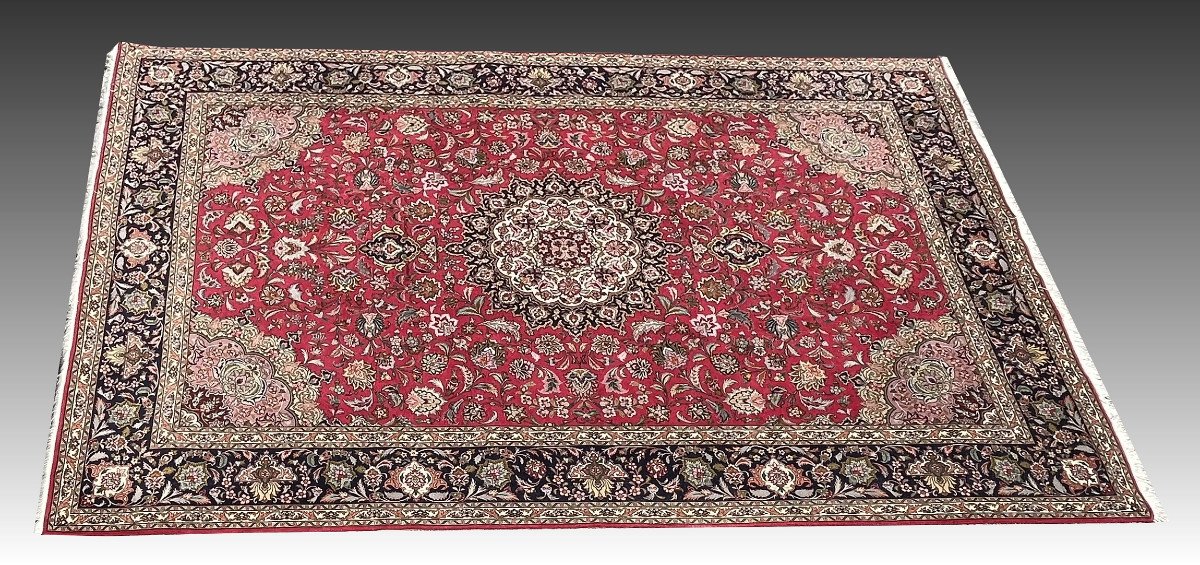 Tapis d'Orient Iran Tabriz (60 Raj) Laine et Soie : 2.05 X 3.05 Mètres-photo-4