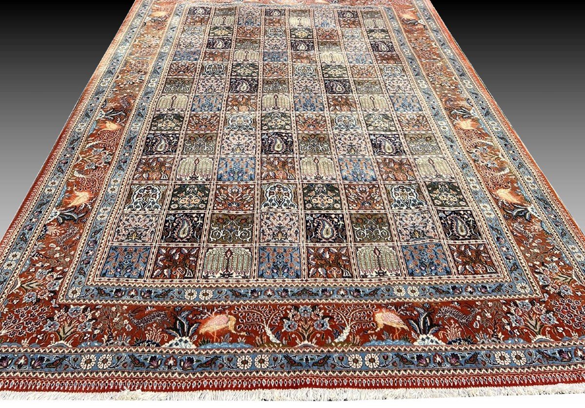 Oriental Rug, Persian, Iran Moud Wool And Silk, 1.96 X 3.03 M