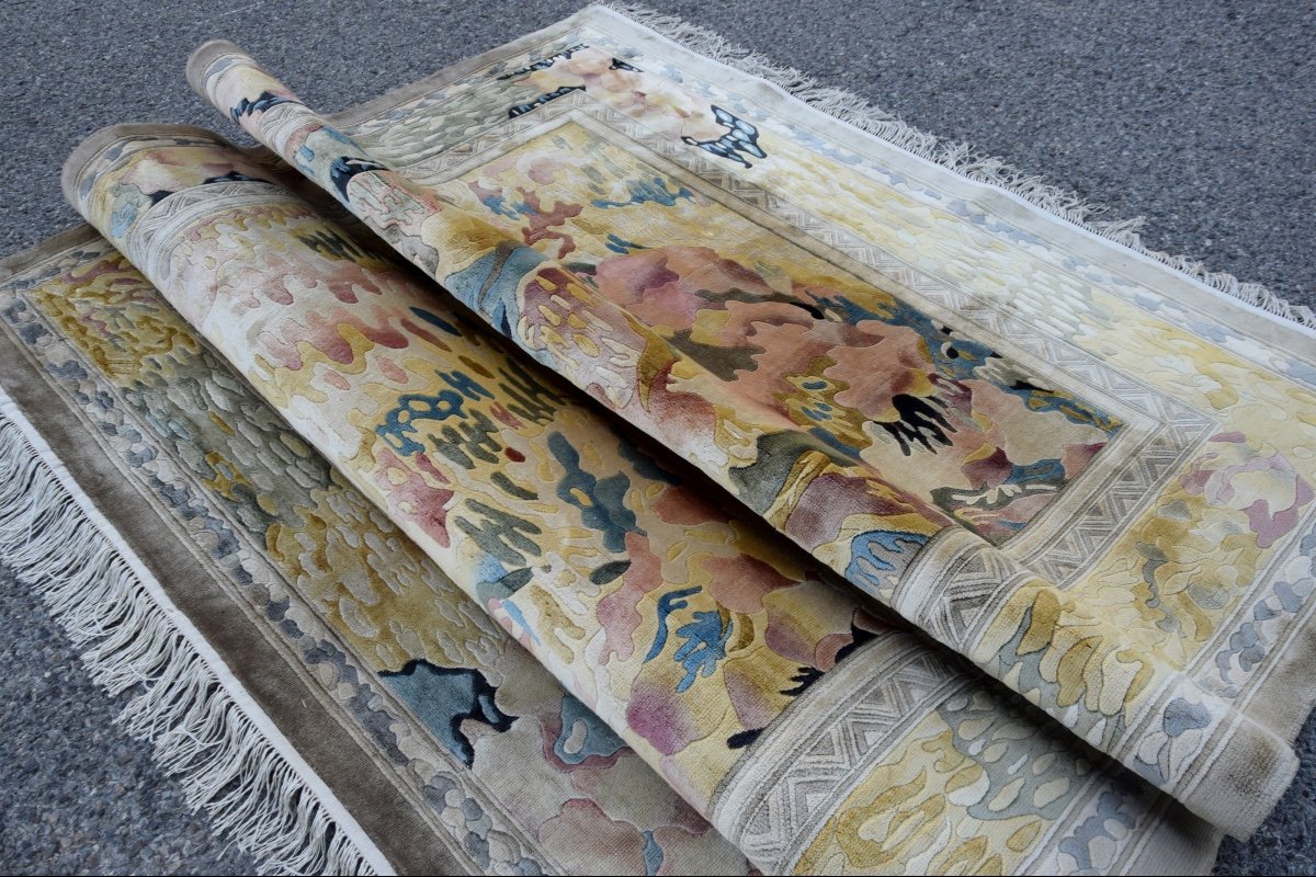 Tapis Art-déco Shangaï Soie - Entièrement Fait Main. Dim: 1,70 X 2,40 M-photo-5