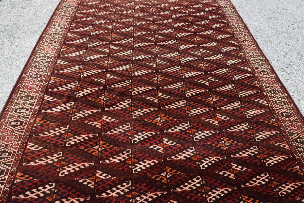 Turkmen Yomud Rug: 2.09 X 3.35 Meters, Dated 1948-photo-5