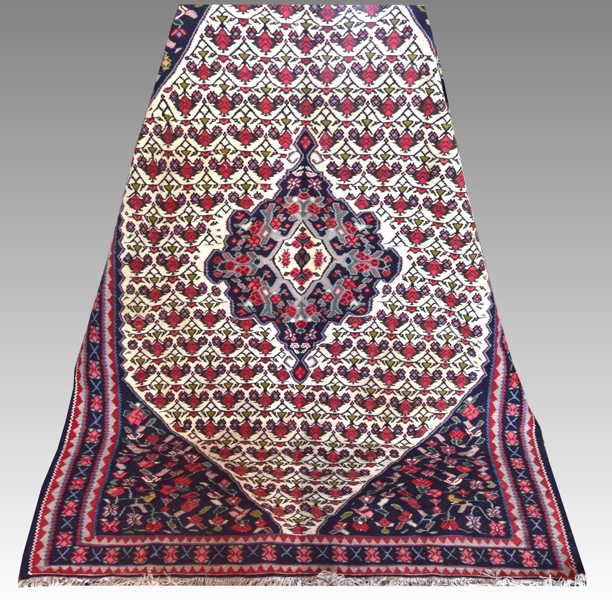 Kilim Rug Senneh Iran "circa 1950" Dim : 1.40 X 2.13 M-photo-8