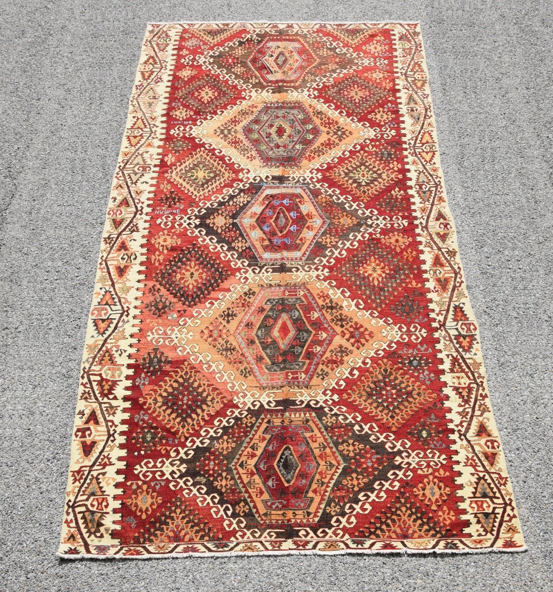 Grand Tapis Kilim Anatolien Turc  : 4.06  X 1.90 Mètres - Parfait état-photo-3