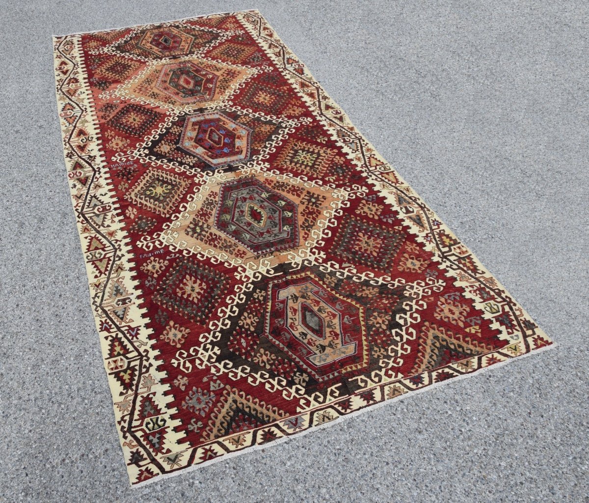 Grand Tapis Kilim Anatolien Turc  : 4.06  X 1.90 Mètres - Parfait état-photo-4