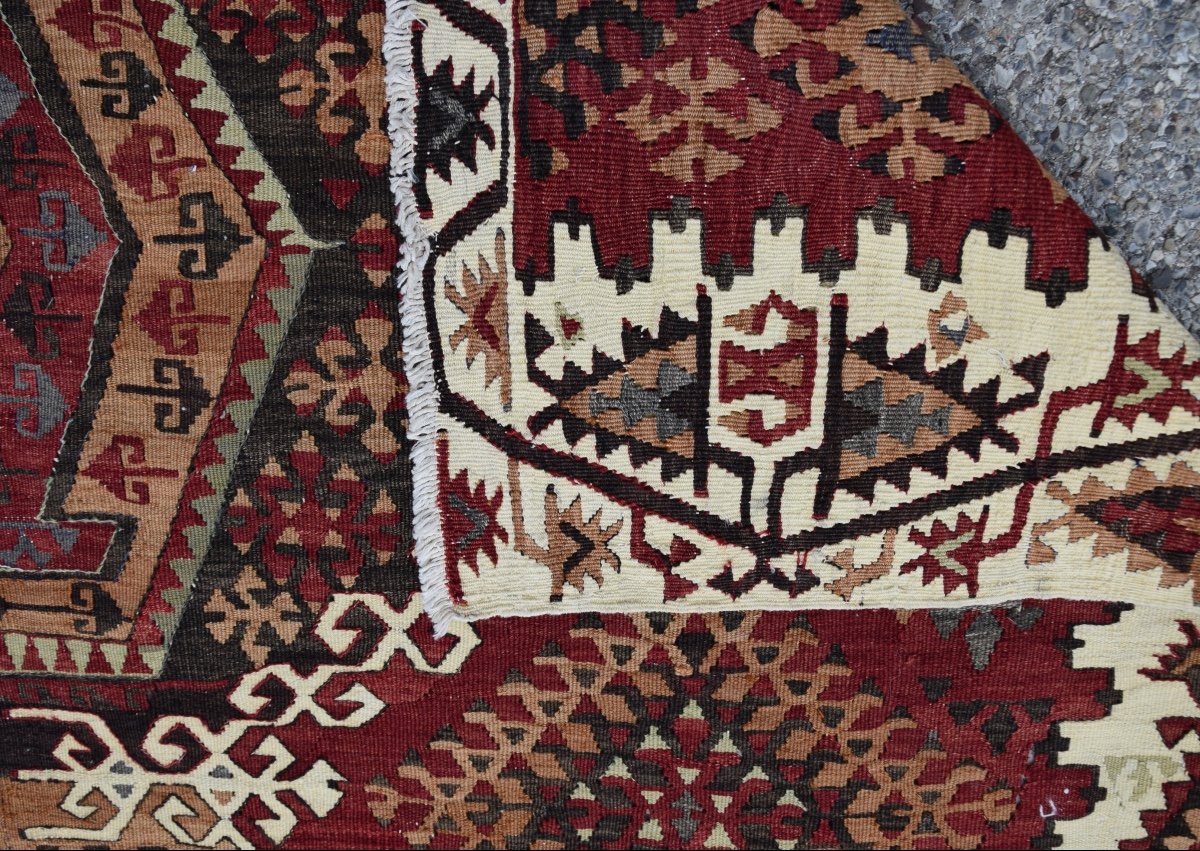 Grand Tapis Kilim Anatolien Turc  : 4.06  X 1.90 Mètres - Parfait état-photo-6