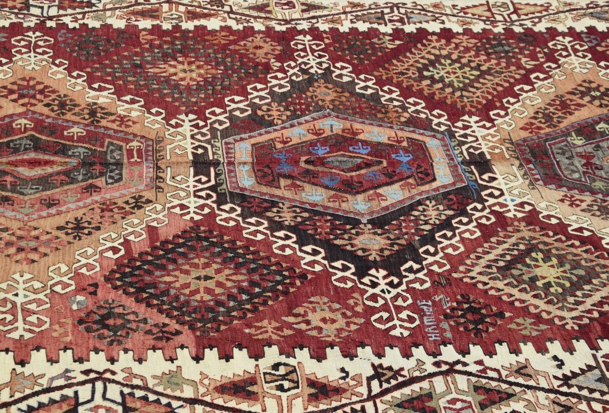 Grand Tapis Kilim Anatolien Turc  : 4.06  X 1.90 Mètres - Parfait état-photo-8