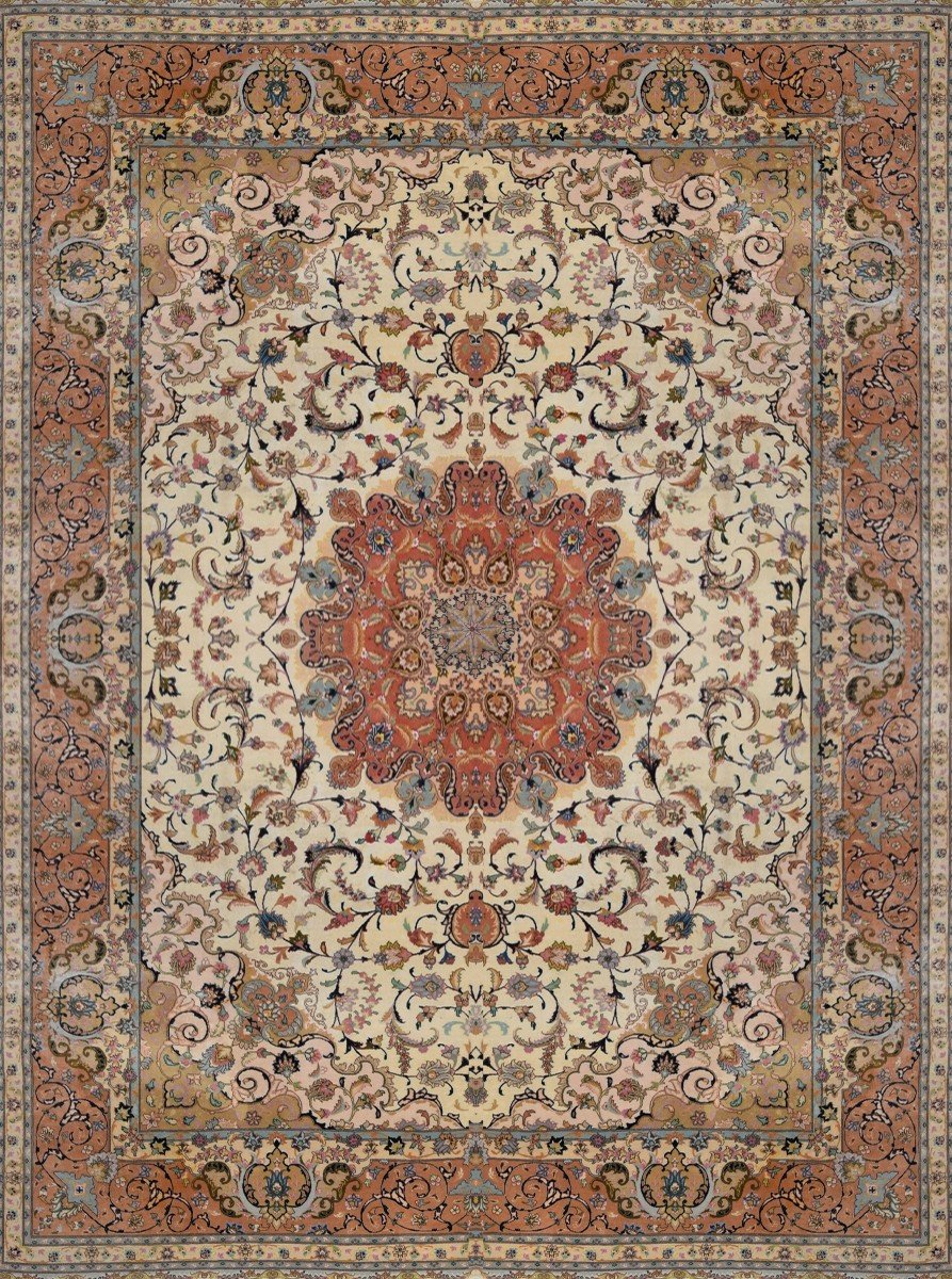 Oriental Rug Iran Tabriz Wool And Silk: 2.50 X 3.50 Meters