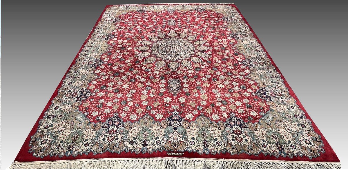 Oriental Rug Iran, Kashan Persian Mid 20th Century: Kork Wool -  4.45 X 3.30 Mètres