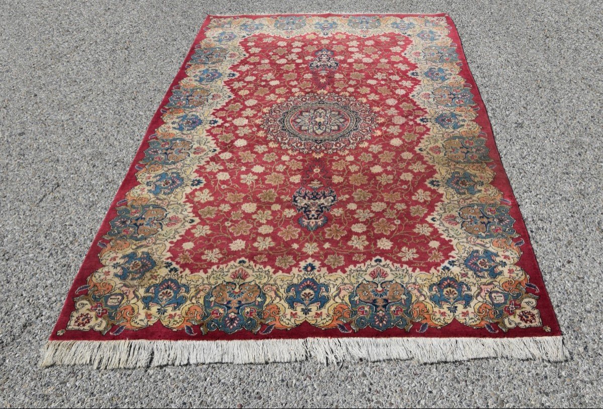 Oriental Iran Carpet, Kashan Persian - Mid 20th Century. 2.15 X 1.42 Meters-photo-3