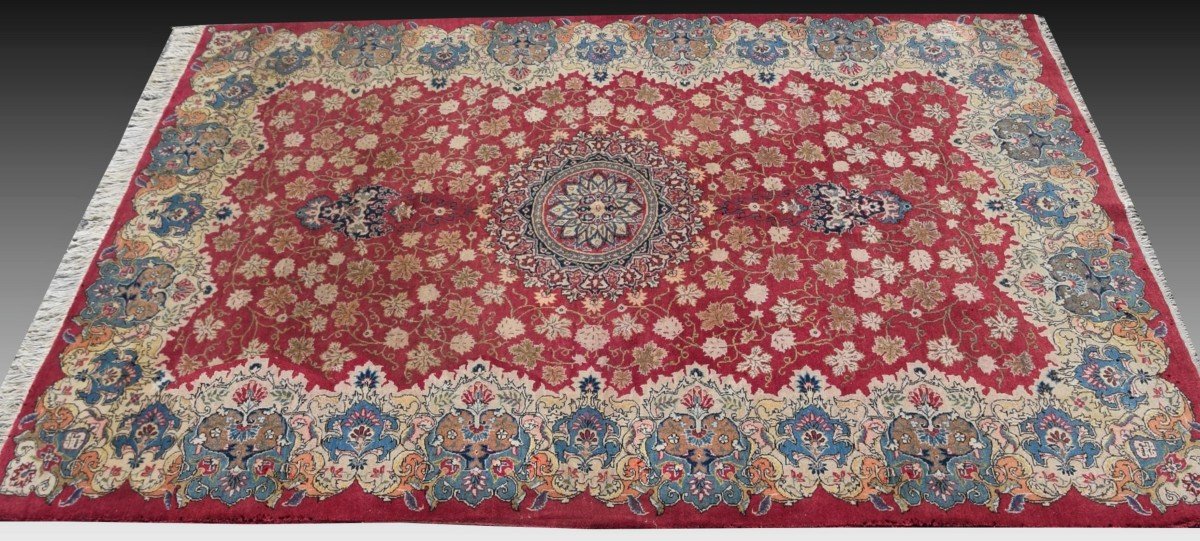 Tapis d'Orient Iran, Kashan  Persan - Milieu  XXème Siècle. 2.15 x 1.42 Mètres-photo-3