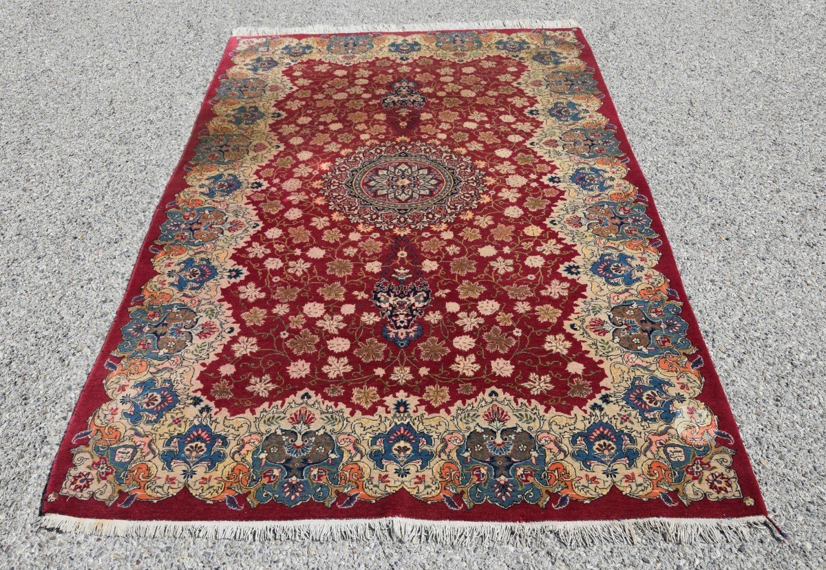 Oriental Iran Carpet, Kashan Persian - Mid 20th Century. 2.15 X 1.42 Meters-photo-6