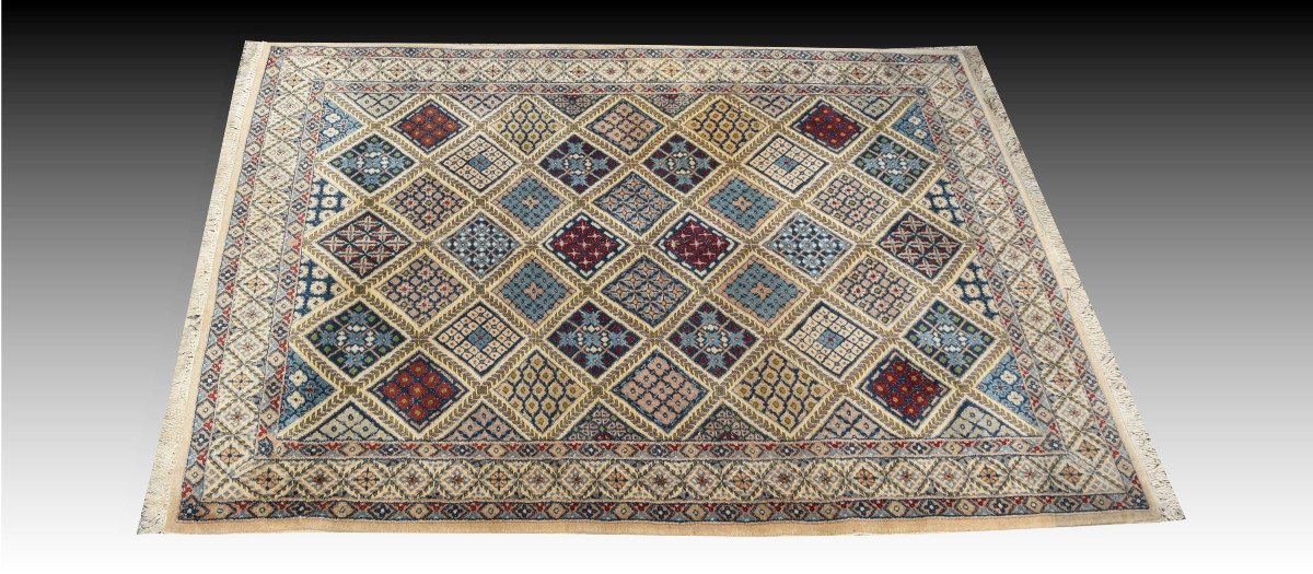 Oriental Carpet Iran Nain Wool And Silk: 1.30 X 1.86 Meters-photo-3