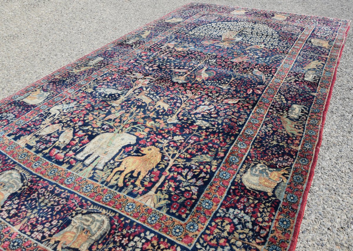 Oriental Persian Rug Kirman Antic Iran: 1.36 X 2.40 Meters-photo-2