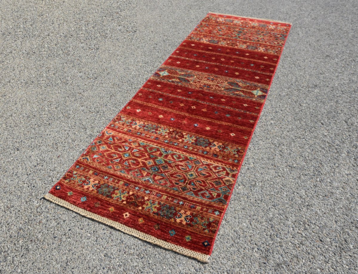 Tapis d'Orient Khorjeen Afghanistan : 2.50 X 0.82 M-photo-1