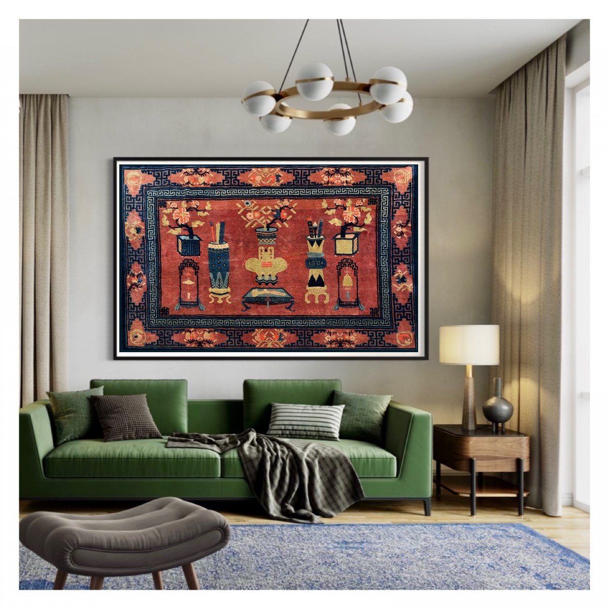 Old Chinese Beijing Rug: 160 X 230 Cm-photo-4