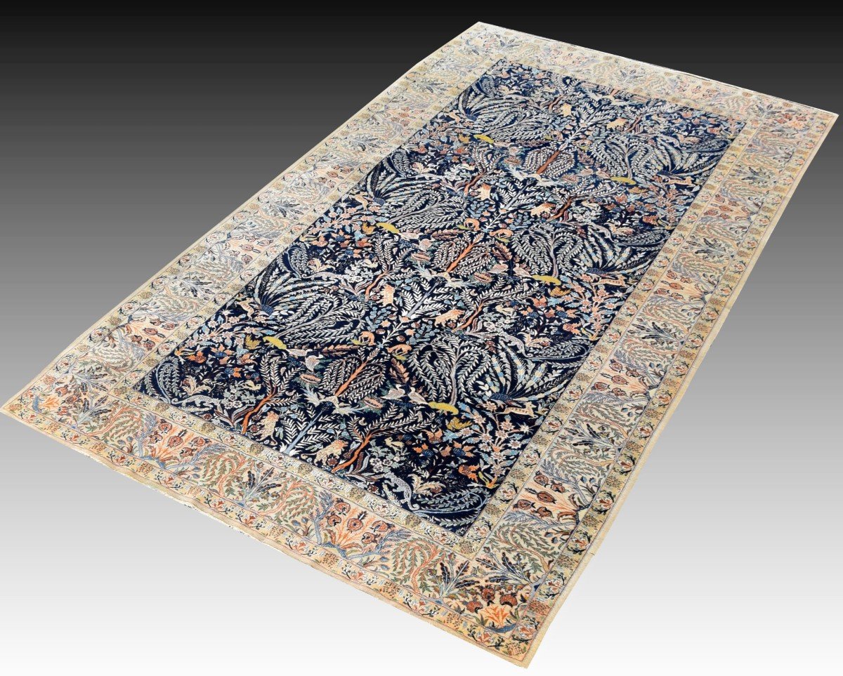  Tapis Persan Nain Iran Laine et Soie Vers 1960"fait  Main - 1.60 X 2.66 Mètres-photo-3