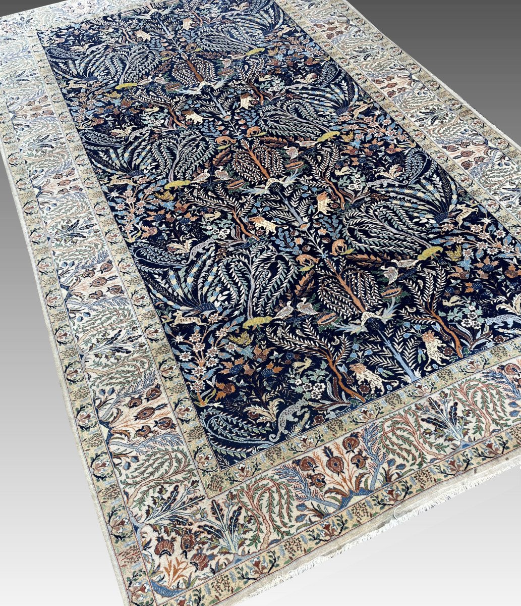  Tapis Persan Nain Iran Laine et Soie Vers 1960"fait  Main - 1.60 X 2.66 Mètres-photo-2