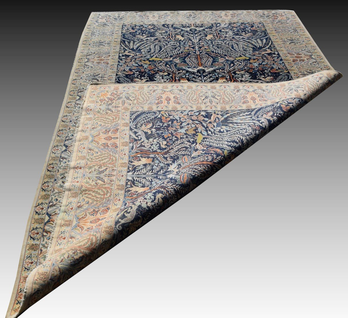  Tapis Persan Nain Iran Laine et Soie Vers 1960"fait  Main - 1.60 X 2.66 Mètres-photo-7