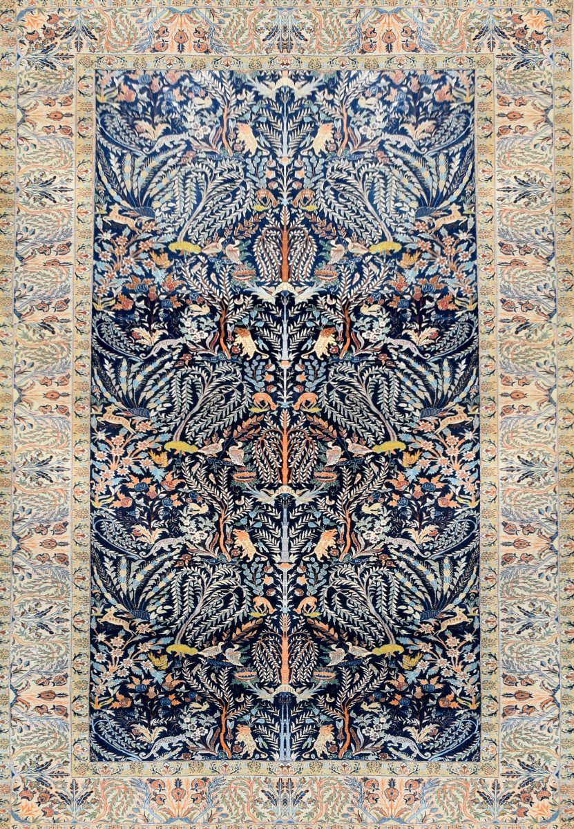  Tapis Persan Nain Iran Laine et Soie Vers 1960"fait  Main - 1.60 X 2.66 Mètres