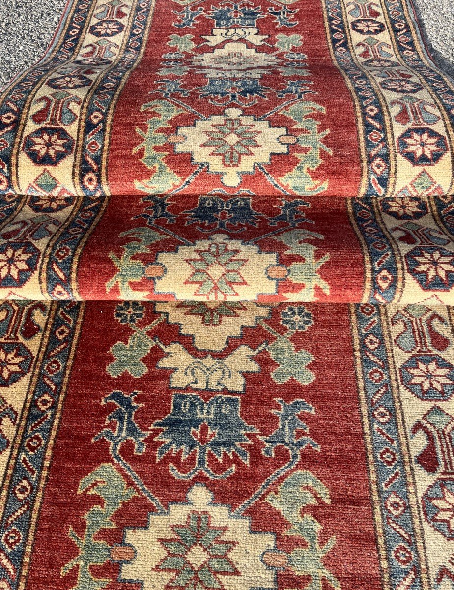 Ghazni Kazakh Afghanistan Oriental Rug: 3.90 X 0.84 Meters -photo-1