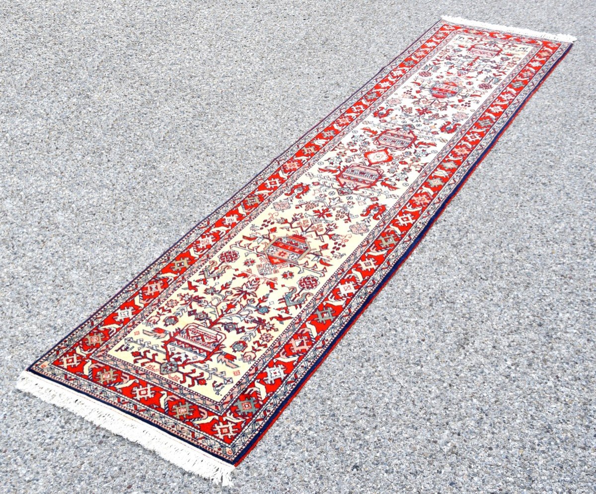 Grand et long  Tapis d'Orient Caucase Kazak Urss : 0.80 X 3.50 Mètres -photo-3