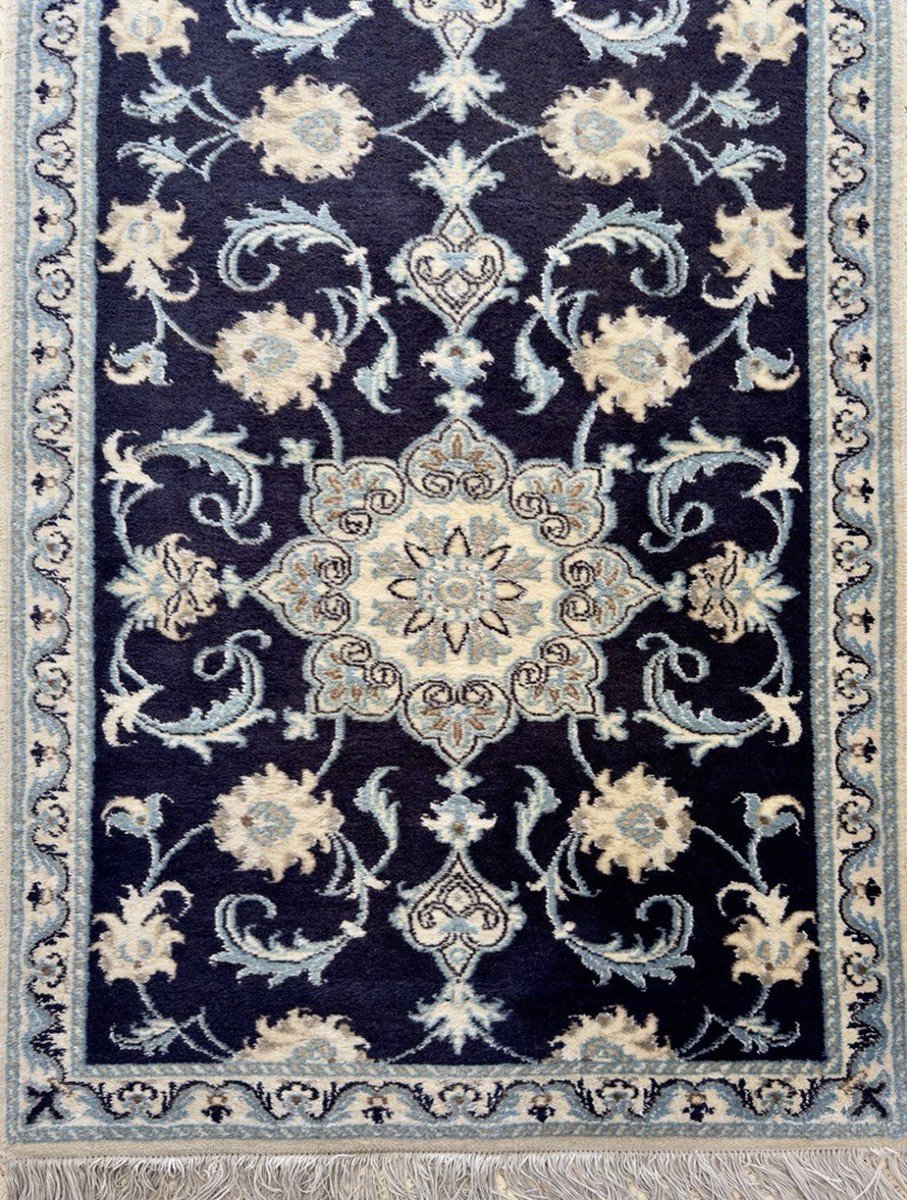 Tapis de couloir d'Orient Iran Naïn Laine Et Soie : 0.77 X 2.94 Mètres -photo-3