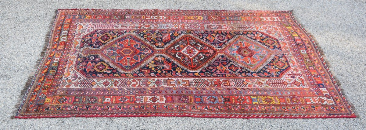 Tapis d'Orient Iran Shiraz  Tribus  Khamseh : 3.00 X 1.85 Mètres-photo-2