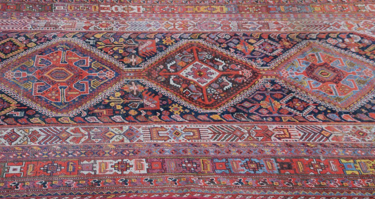 Tapis d'Orient Iran Shiraz  Tribus  Khamseh : 3.00 X 1.85 Mètres-photo-5